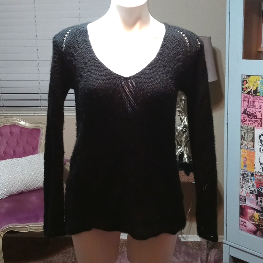 MAK sweater. Black knitted V-neck.